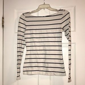 H&M navy and white boatneck shirt